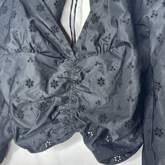 Free People Black Bella Eyelet Top. Size Medium. NWT - Picture 7 of 13